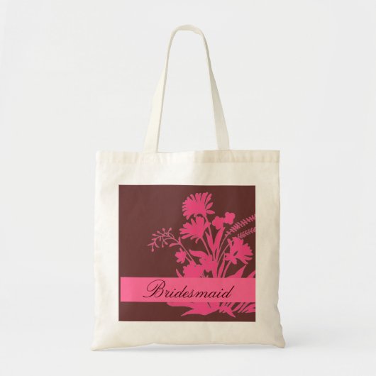 Roze bruine themabridesmaïde bloemzak tote bag (Voorkant)