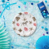 Roze bruine tropische Zebra bloemenpalmbomen Papieren Bordje (Feest)