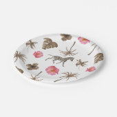 Roze bruine tropische Zebra bloemenpalmbomen Papieren Bordje (Gekanteld)