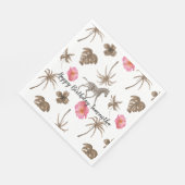 Roze bruine tropische Zebra bloemenpalmbomen Servet (Hoek)