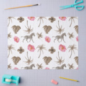 Roze bruine tropische Zebra Floral Palm Trees Tissuepapier (Craft)