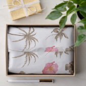 Roze bruine tropische Zebra Floral Palm Trees Tissuepapier (Geschenk)