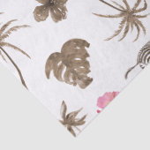 Roze bruine tropische Zebra Floral Palm Trees Tissuepapier (Detail)