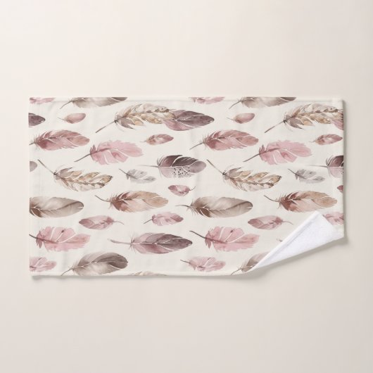 Roze bruine veren bad handdoek (Handdoek)