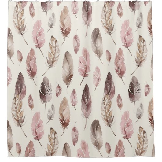 Roze bruine veren douchegordijn (Voorkant)