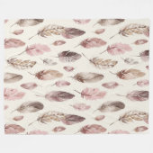 Roze bruine veren verjaardag fleece deken (Voorkant (Horizontaal))