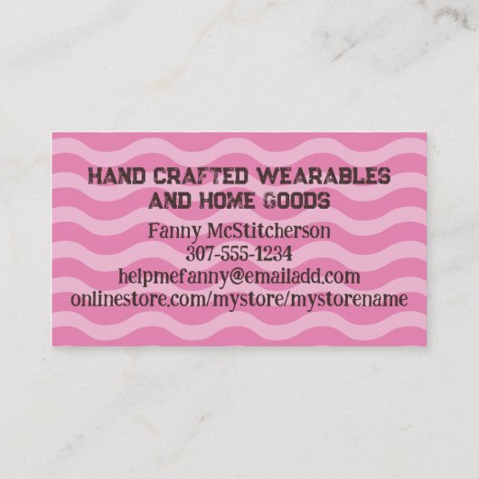 roze bruine visitekaartjes met haakwerk (Achterkant)