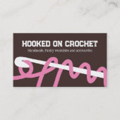 roze bruine visitekaartjes met haakwerk (Voorkant)