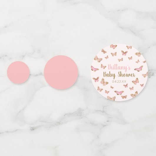 Roze bruine vlinder Gewaardeerd Baby shower Confetti (Achterkanten)