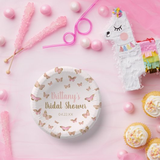 Roze Bruine Vlinder Thema Bruiloft Feest Papieren Kommen (Feest)