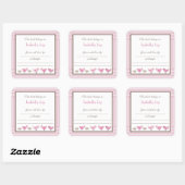 Roze Bruine Vogels Baby shower Penelope Boek Bord Vierkante Sticker (Vel)