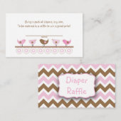 Roze Bruine Vogels Luier Raffle Tickets of insert Informatiekaartje (Voorkant / Achterkant)