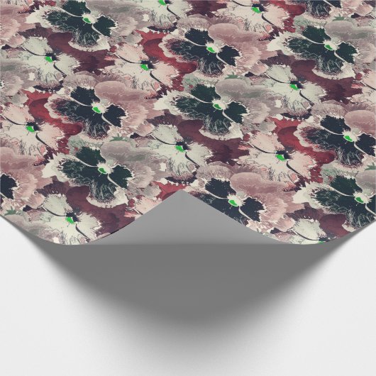 Roze, bruine waterverf bloemen cadeaupapier (Hoek)