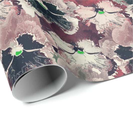 Roze, bruine waterverf bloemen cadeaupapier (Rol Hoek)