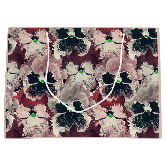 Roze, bruine waterverf bloemen groot cadeauzakje (Voorkant)