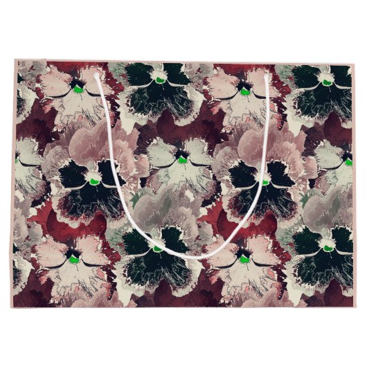 Roze, bruine waterverf bloemen groot cadeauzakje (Achterkant)