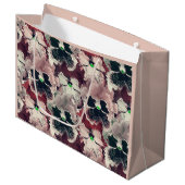 Roze, bruine waterverf bloemen groot cadeauzakje (Voorkant Gekanteld)