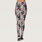 Roze, bruine waterverf bloemen leggings (Achterkant)