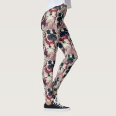 Roze, bruine waterverf bloemen leggings (Rechts)