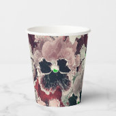 Roze, bruine waterverf bloemen papieren bekers (Achterkant)