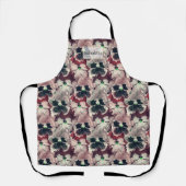 Roze, bruine waterverf bloemen schort (Voorkant)