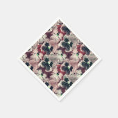 Roze, bruine waterverf bloemen servet