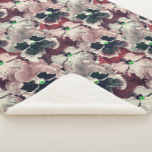 Roze, bruine waterverf bloemen sherpa deken (3/4)