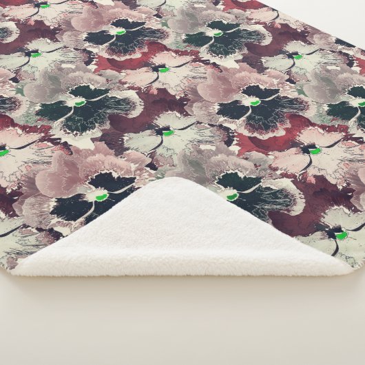 Roze, bruine waterverf bloemen sherpa deken (3/4)