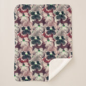 Roze, bruine waterverf bloemen sherpa deken (Voorkant)