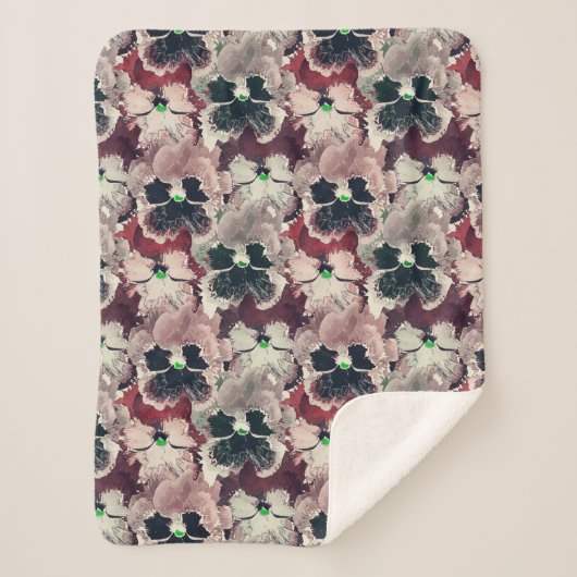 Roze, bruine waterverf bloemen sherpa deken (Voorkant)