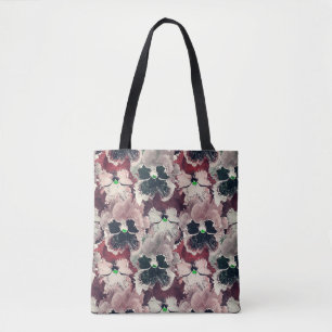 Roze, bruine waterverf bloemen tote bag