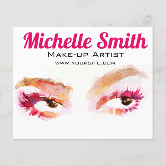 Roze Bruine Waterverf Oog Make-up Artiest Flyer (Voorkant)