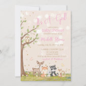 Roze Bruine Waterverf Woodland Animals Kaart (Voorkant)