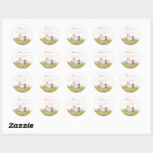 Roze Bruine Waterverf Woodland Animals Ronde Sticker (Vel)