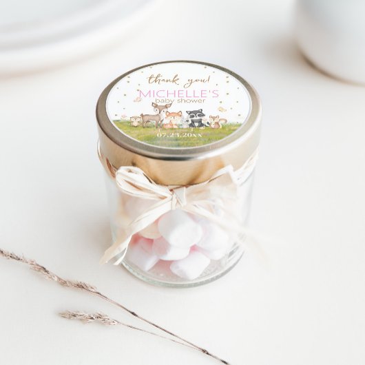 Roze Bruine Waterverf Woodland Animals Ronde Sticker