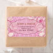 Roze & bruine wervelingen - aangepaste tekst etiket (Insitu)