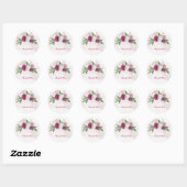 roze bruine witte bloemen ronde sticker (Vel)