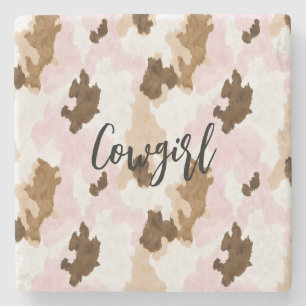 Roze Bruine Witte Cowgirl Stenen Onderzetter