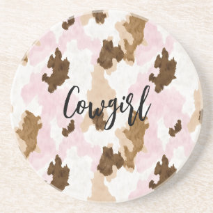 Roze Bruine Witte Cowgirl Zandsteen Onderzetter