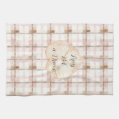 Roze Bruine Witte Gestreepte Plaid Blad Theedoek (Horizontaal)