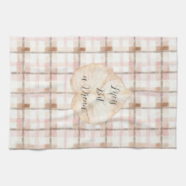 Roze Bruine Witte Gestreepte Plaid Blad Theedoek