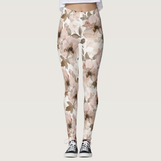 Roze bruine zuidwestelijke bloem leggings (Voorkant)