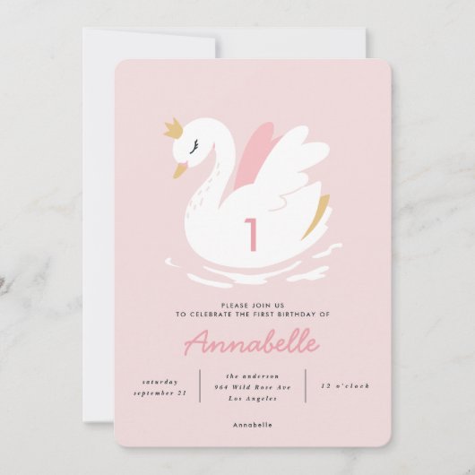 roze bruine zwanenkinderen kaart (Voorkant)