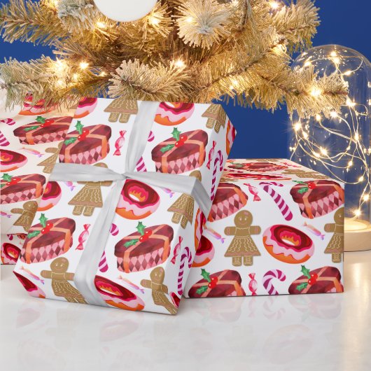 Roze bruingeborste donuts Gingerbrood Girls Candy Cadeaupapier (Feestdagen)