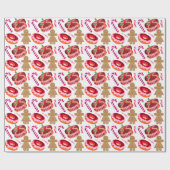Roze bruingeborste donuts Gingerbrood Girls Candy Cadeaupapier (Vlak)