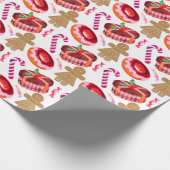 Roze bruingeborste donuts Gingerbrood Girls Candy Cadeaupapier (Hoek)