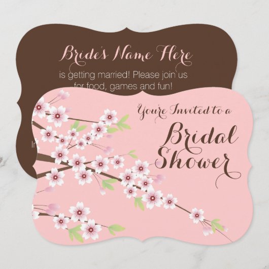  roze/bruinkers bloesem Vrijgezellenfeest Kaart (Voorkant / Achterkant)