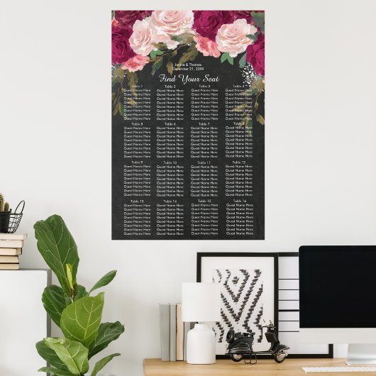 roze bruinrode bruinkoolzittenden poster (Thuiskantoor)