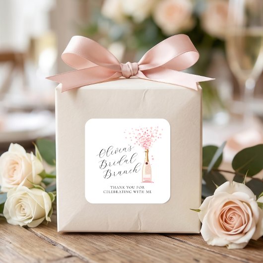 Roze Bruisende Brunch Bedankt Bruidsdiner Vierkante Sticker