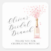 Roze Bruisende Brunch Bedankt Bruidsdiner Vierkante Sticker (Voorkant)